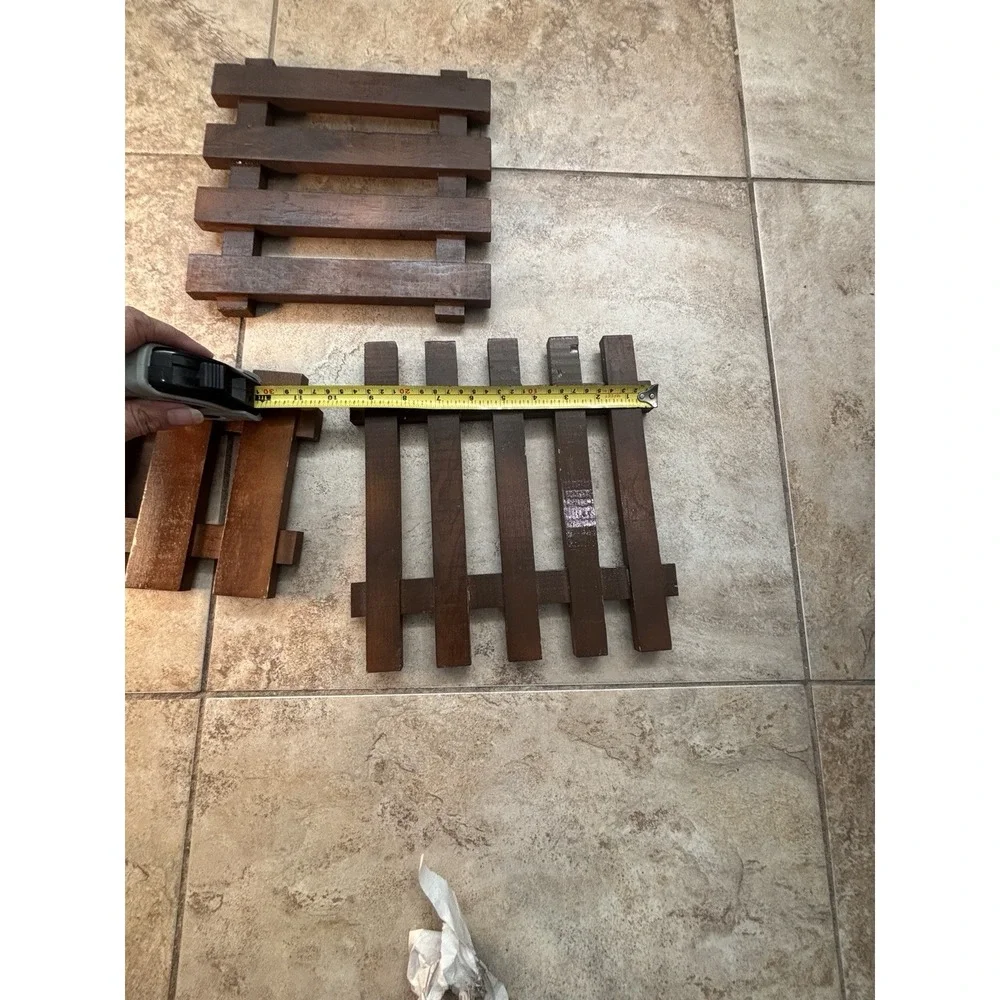Vintage Handmade Wood Trivets Set of 3 Slatted Hot Pads Rustic Tongue Groove